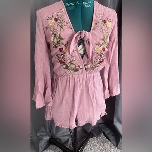 Pink Floral Romper